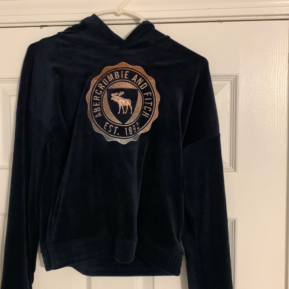Abercrombie kids hoodie size 11/12 navy blue plush used like new condition